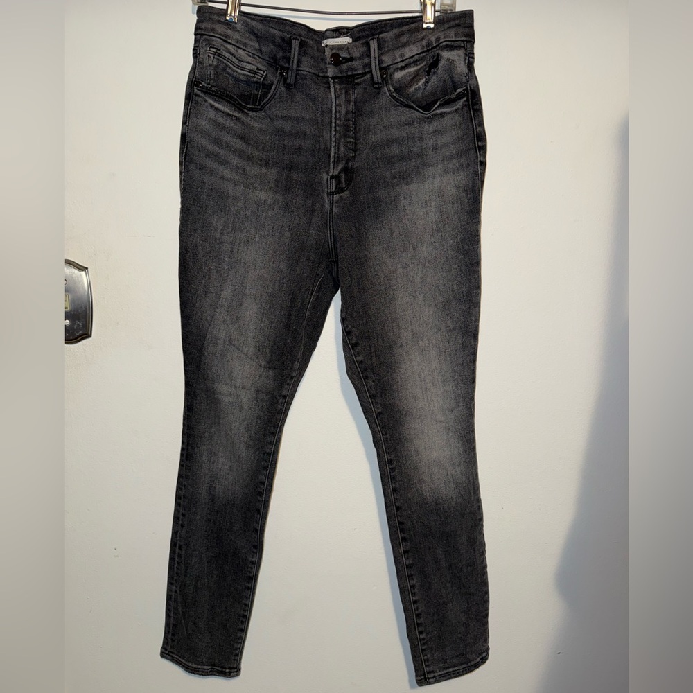 Good American Charcoal Straight Leg Jeans